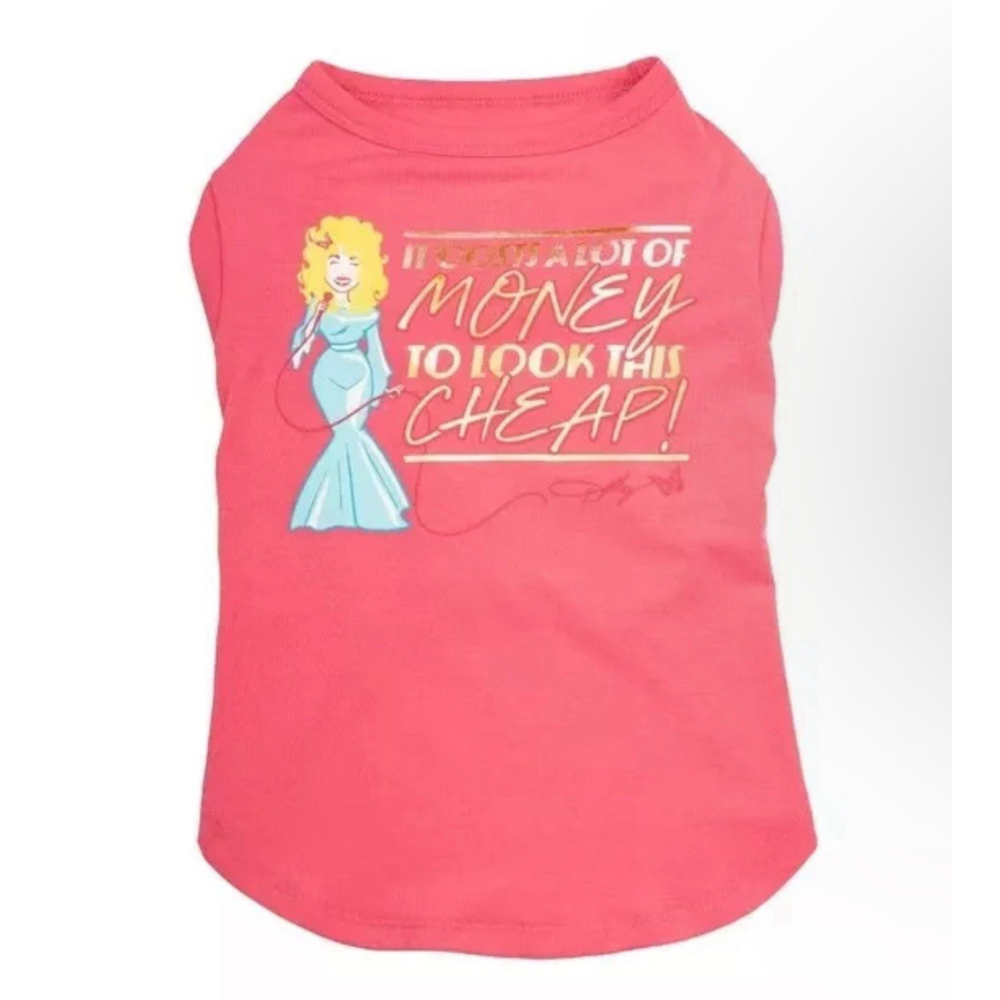 Dolly Parton Doggy Parton Lg 20-40 Lb "it Costs A lot Of Money” T-shirt•Pink